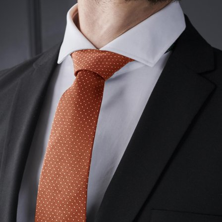 Corbata de 8 cm de seda color cobre con lunares para hombres - Corbatas estampadas