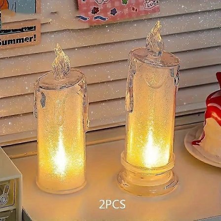 2/4 stk. LED Flammeløse Lys Sæt - Flakkende Batteridrevet, Ideel til Familiesammenkomster, Bryllupper, Fødselsdage, Valentinsdag og Halloween (FMY)