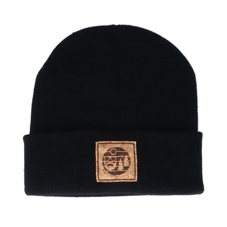 Bearded Man - Black - cuff - Beanie - Sunset Logo Patch Black Beanie - Hatstore