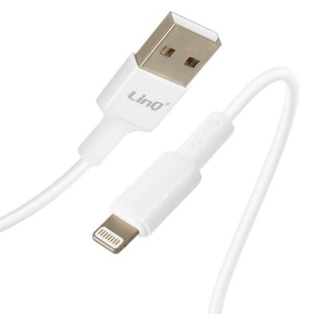 USB-kabel till Lightning - LinQ - 3m - Laddning 2.4A - Snabb synkronisering - Vit