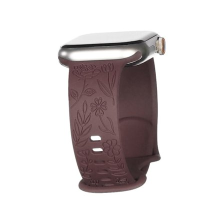 Passar iwatchS9 876SE Apple Watch armband präglad liten ros silikon Rose - rökig lila Rose - smoky purple