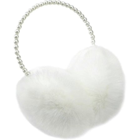 Mjuka plysch-hörselmuffar för kvinnor med pärlhårband, varma hörselmuffar för utomhusbruk (Vit) (D-583-A)