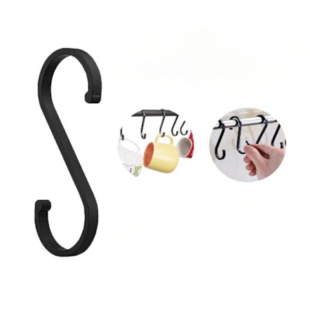 Mustat S-koukut, Lihakoukku, Ripustuskoukut, S-koukut, S-ripustin, Vaatekoukku, S-koukku (Musta)