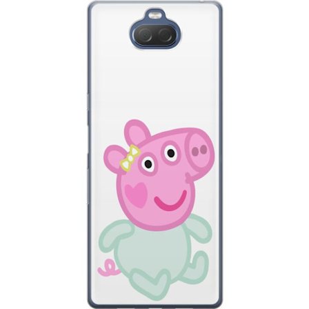 Kompatibel Mobilcover til Sony Xperia 10 Plus Peppa Pig babyfigur i pastelfarver, sød tegnet børneillustration med blød minimalistisk stil