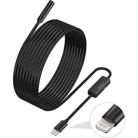 Iphone-endoskop, 7,9 mm linsinspektionskamera för Iphone&ipad, 5 meter halvstyv kabel boreskop Ios Ip68 vattentät med 8 LED-lampor, kompatibel