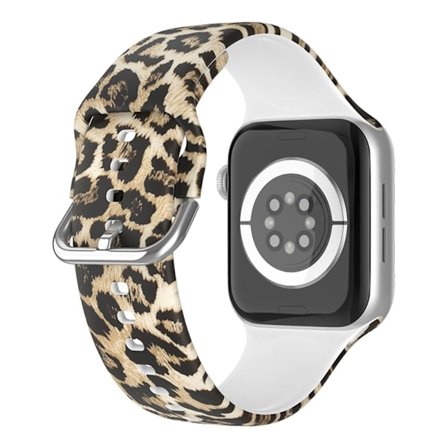 Apple Watch Series 8 (45mm) / Kello Ultra cool kuvioitu silikoninen ranneke - Keltainen Leopardipainatus