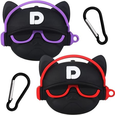 (Svart Rød + Svart Lilla) AirPods1/2 Bluetooth Headset Case, Sil