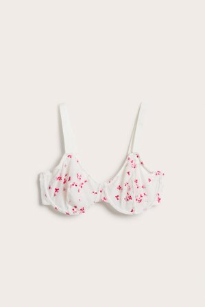 Kappahl | Haftowany stanik na fiszbinach | Offwhite