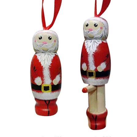 Sjov Julemand-Hænger, Julepynt, Julekugler, Sjov Julemand i Træ, Personlige Juledekorationer, Unik