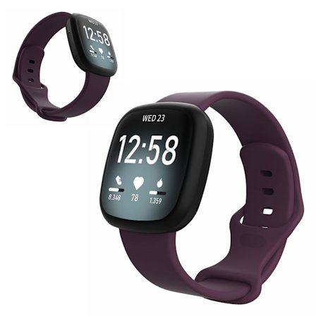 Fitbit Versa 3 / Sense silikone rem - mørkelilla Størrelse: L