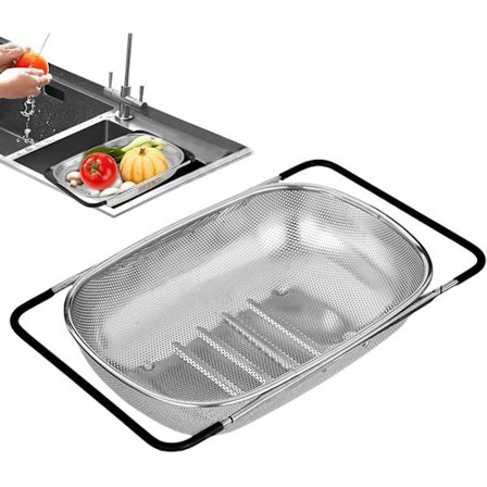 Kjøkkenvask Sil | Rustfritt Stål Finmasket Mat Sil med Håndtak