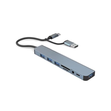 Portar Typec Dockningsstation Usb Hub Adapter för Bärbara Datorer och Surfplattor Usb3.0 Adapter Splitters och Kortplats Usb Enheter Grå YEMAESRE