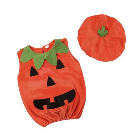 Baby Halloween Söt Ärmlös Pumpa Romper Jumpsuit Med Hatt