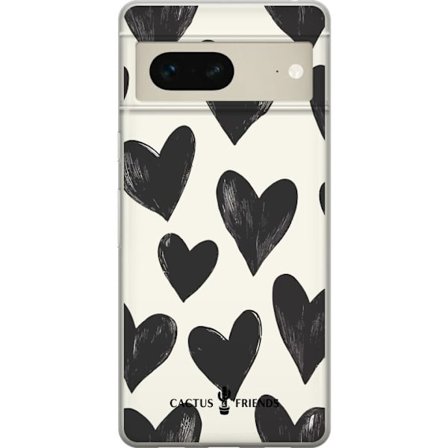 Kompatibel Mobilcover til Google Google Pixel 7 Cactus and Friends - Bold Black Love Pattern