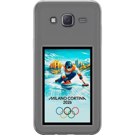 Kompatibel Mobilcover til Samsung Galaxy J5 Ishockeyillustration med spillere i bevægelse på isen, Milano Cortina 2026, Milano-landemærker og olympisk