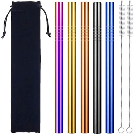 Rostfria Stålsugrör, 5 Stycken Återanvändbara Metallsugrör, 2 Sugrör