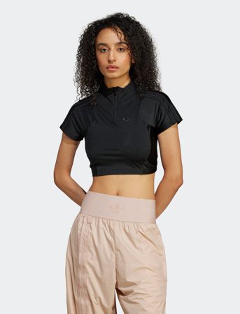 adidas Originals Zip Croptop - Black - XS