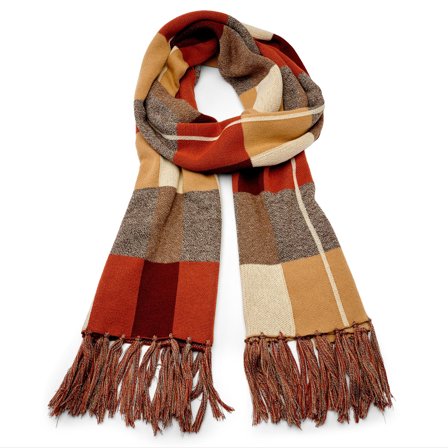 Hiems | Brązowo-burgundowy szalik w kratę dla mężczyzn - Szaliki zimowe