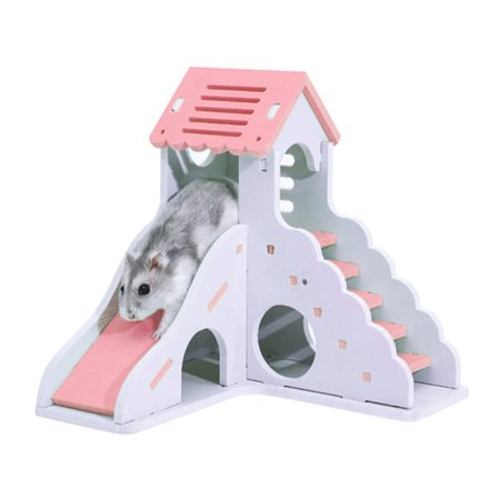Mini Hamster House Trä Miljövänlig Tvättbar Lätt att montera Husdjur Hus