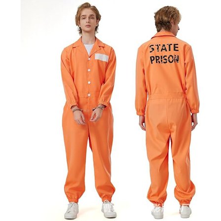 Halloween cosplay-kostumer til fanger, fængselsuniformer, orange overall til fanger H hovedkampagneknapstil H hovedkampagneknapstil{FY}