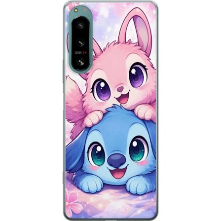 Kompatibelt Mobildeksel til Sony Sony Xperia 5 IV Søt kawaii illustrasjon med rosa og blå fantasidyr, store øyne og myke farger perfekt for barnero