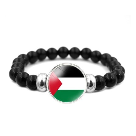 Palestina Time Jewel Flaggarmbånd Menn & Kvinner Svarte Perler