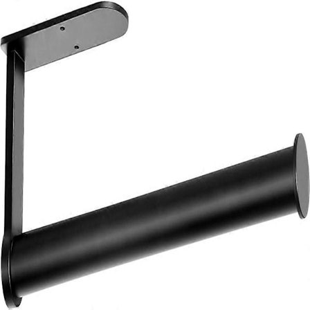 Sort Køkkenrulleholder til Underskabe, Selvklæbende eller Borende Køkkenrulleholder Vægmonteret til Køkken og Badeværelse