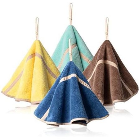 Riippuvien pyyhkeiden pakkaus ripustuslenkillä, imukykyiset korallifleece-kylpypyyhkeet, pyöreät pehmeät paksut pyyhkeet (4 väriä) [BR]