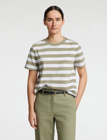 Selected Slfessential Ss Striped Boxy Tee Noos - Khaki green - XS