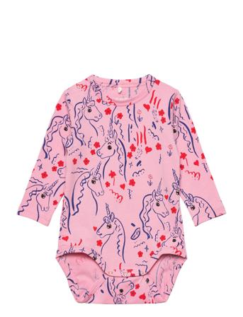 Scottish Unicorns Aop Ls Body Bodies Long-sleeved Rosa Mini Rodini