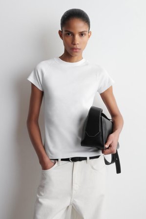 COS Women's Slim Cotton T-Shirt in White