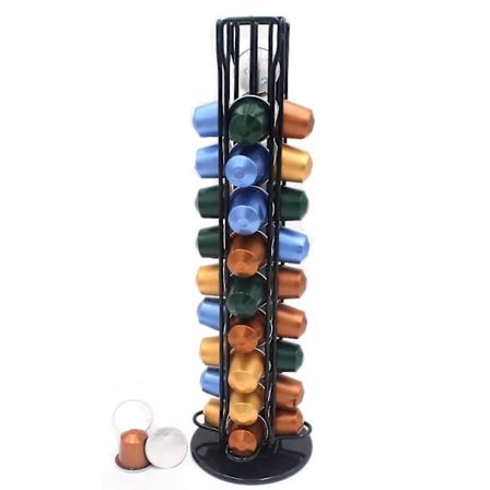 Kapselholder (40 stk.) roterende kapselstativ til opbevaring af kaffekapsler, sort