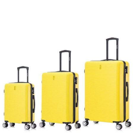 3 Kappaleen Matkalaukku Setti | CELIMS Viikonloppumatkalaukku | Kabiini + Keskikokoinen + Iso | Erittäin Kestävä | 360° Pyörät | Lukkosarja | Keltain