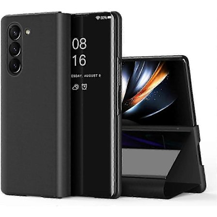 För Samsung Galaxy Z Fold 6 Fodral, Lyxigt Spegelvy Klar Glitter Läder Flip Fodral med Ställ för Samsung Galaxy Z Fold 6