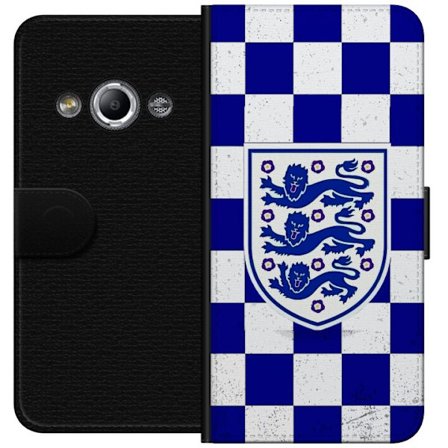 Yhteensopiva Lompakkokotelo Samsung Galaxy Xcover 3 Graafinen shakkiruudukkokuviointi sinisellä ja valkoisella, klassisella heraldisella vaakunalla,