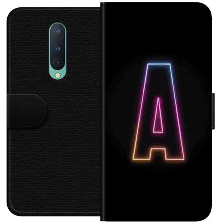 Kompatibelt Lommeboketui til OnePlus OnePlus 8 Minimalistisk neonbokstav A i regnbuefarget lys mot svart bakgrunn i moderne typografisk stil