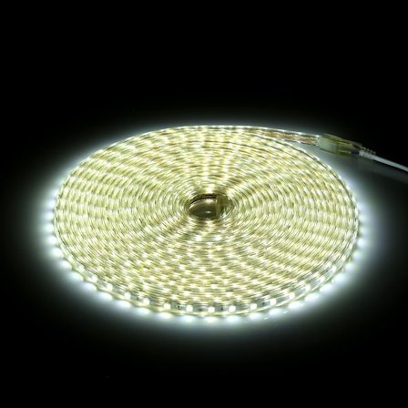 Vanntett SMD 5050 LED Strip 220V 60leds/m Fleksibel Tape Tau Lys 10 Meter Hvit