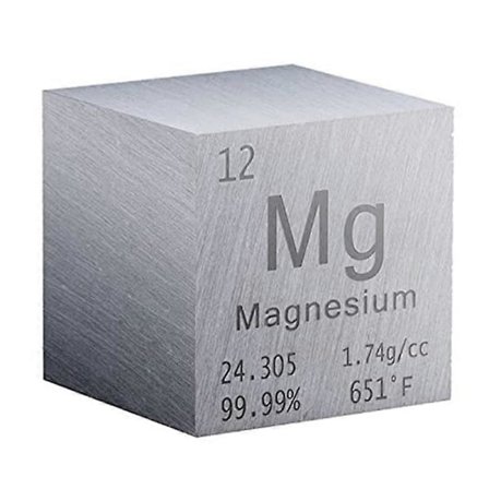 1 Tomme Magnesiumkube Metall, Høy Densitet Elementkube Rent Metall, for Elementsamlinger Lab Eksperiment Materiale