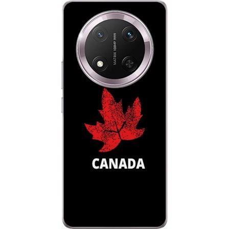 Yhteensopiva Puhelinkuori Honor Honor Magic7 Lite Graafinen vaahteralogo punaisella mustaa taustaa vasten, jossa on selkeä Kanada-viittaus ja minimal