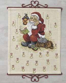 Stickpackung Kalender Der Weihnachtsmann liest - Permin