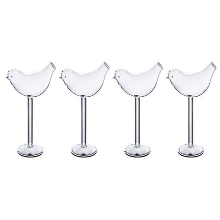 1 Set 4 st fågelformade cocktailglas vinglas bägare (transparent)