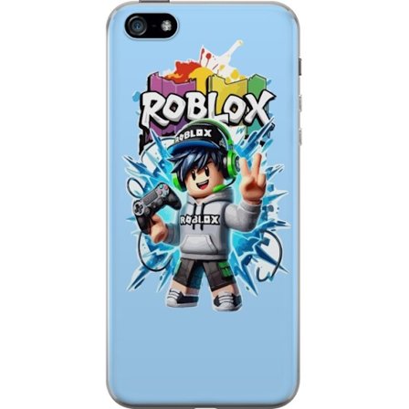 Yhteensopiva Puhelinkuori Apple Apple iPhone 5 Värikäs Roblox-hahmo, jossa ohjain ja energinen splash art -suunnittelu, täydellinen lastenhuoneisii