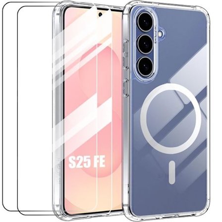 Skyddshölje - BOOLING - för Samsung Galaxy S25 FE - Magnetisk Ring - 2 Härdat Glas - Stötsäker