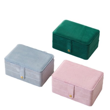 Flanell Flerlags Smykkeskrin Øredobber Stud Øredobber Halskjede Ring Smykkeoppbevaringsboks Bærbar Smykkeskrin Grå