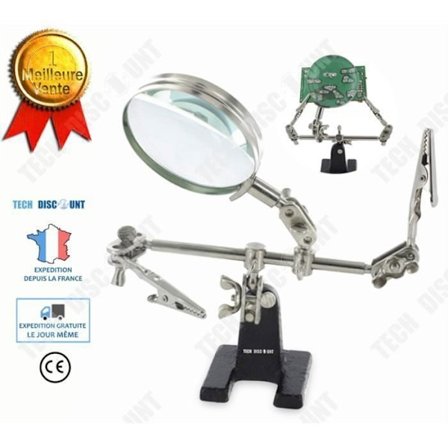 Belyst förstoringsglas - LUNAVO - Förstoring 5x - Diameter 62 mm - Metall och glas