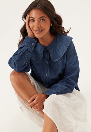 ONLY - Onlnala L/S COLLAR DNM COLLAR - Medium Blue Denim - Kläder - - Bubbleroom