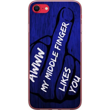 Kompatibelt Mobildeksel til Apple iPhone 8 Mørk typografisk illustrasjon med hjerteform og budskap om vennskap mot dyp blå tretekstur