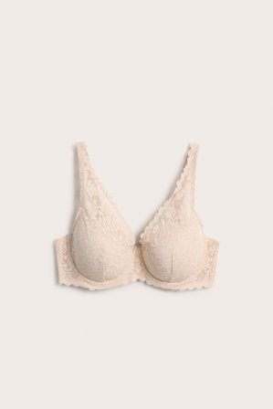 Kappahl | Vadderad bh i stretchig spets | Ljusrosa