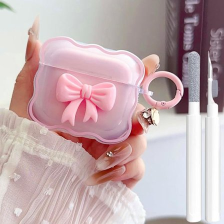 Söpö AirPods 4 Kirkas Kotelo Tyttömäinen 3D Rusetti Design Pehmeä TPU Suojaava Iskunkestävä Kawaii Apple iPod 4. sukupolven Kuori