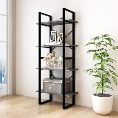vidaXL Bokhylla 4 hyllplan grå 60x30x140 cm massiv furu grå